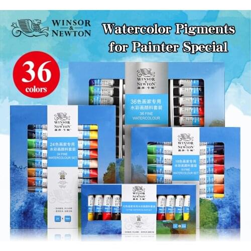 WINSOR&NEWTON 12/18/24/36 Colors Professional Watercolor Paint/Pigment 10ML Smooth Fine Water Color Painting Pigment For Artists