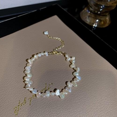 2021 Korean Hot Selling Fashion Jewelry Simple Irregular Natural Freshwater Pearl Bracelet Womens Daily Wild Bracelet