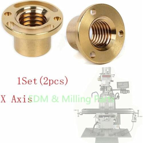 1Set (2pcs) Milling Machine Part Longitudinal Brass Feed Nut X Axis CNC For Bridgeport