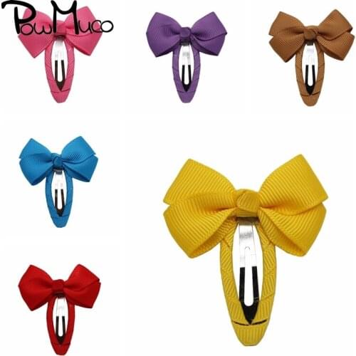 Powmuco 10pocs/lot Candy Color Grosgrain Ribbon Bows Bangs Hairpins Fashion Baby Girls BB Clips Infant Headwear Holiday Gifts