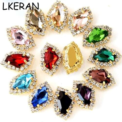 2020 New 9 * 14mm Axe 4-hole Sewing Buttons Crystal Rhinestone Button Metal decoration button Diy Clothing Accessories