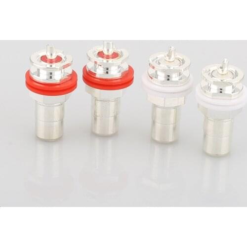 4pcs Hi-End Brass Silver plated RCA socket RCA female connector Hifi audio RCA Female Plug