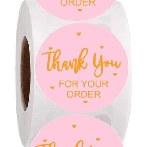 50pcs Round Thank You For Your Order Sticker 1 inch Wedding Stickers Party Favors Envelope Seal Labels Stationery Stickers
