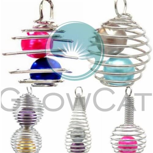 5X Iron Spiral Ball Beads Cage Jewelry Making Essential Oil Diffuser Perfume Pearl Cage Locket Pendant Kids Girl 22101