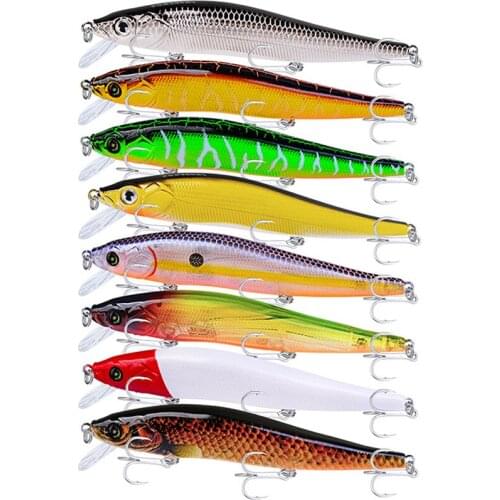 8PCS Minnow Fishing lures 12cm 14.47g Hard Artificial Bait Floating 3D Eyes Crankbait Wobblers Bass Tackle