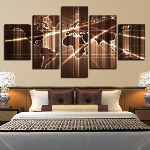 Paintings HD Abstract Canvas Living Room Wall Art Poster 5 Pieces Retro World Map Decoration Pictures Frame 3 Assassins Creed