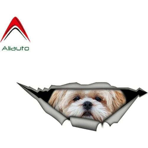Aliauto Lovely Pet Dog Car Sticker Shih Tzu 3D PVC Decal Creative Modified Waterproof Automobiles Decoration,15cm*6cm