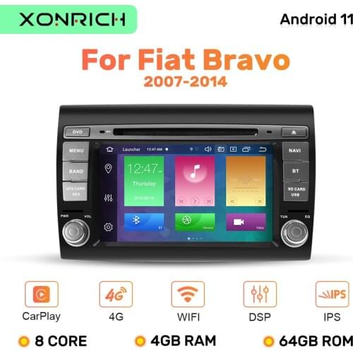 Octa Core 4G RAM 64G ROM IPS DSP Android 10.0 Car DVD Player For Fiat/Bravo 2007 2008 2009 2010 2011 2012 Radio GPS Carplay Wifi
