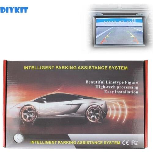 DIYKIT Car Reverse Video Parking Radar 4 Sensor Rear View Backup Security System Sound Buzzer Alert Alarm for Camera Car Monitor