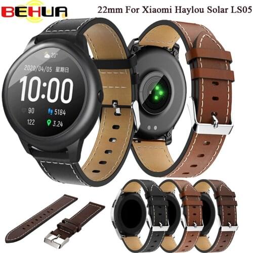 BEHUA Genuine Wristband Replacement Leather Wrist Strap band For Xiaomi Haylou Solar LS05 Smart Watch Band Classic Bracelet Belt