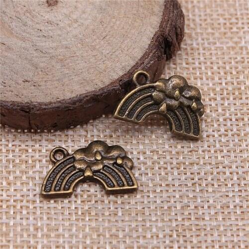 Free shipping 43pcs 19x12mm antique bronze rainbow charms diy retro jewelry fit Earring keychain hair card pendant accessories