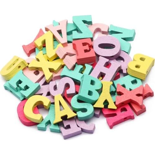 Mix 50pcs Colorful Wood Beads Natural Wood 7-16mm Letter Spacer Beads For Jewelry Making Diy Necklace Bracelet Accessories