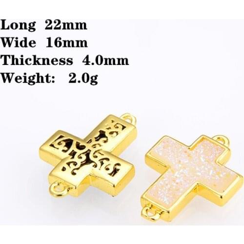 10pcs/pack Cross crystal bud double hole DIY jewelry accessories for making bracelets and necklace beading 22*16mm