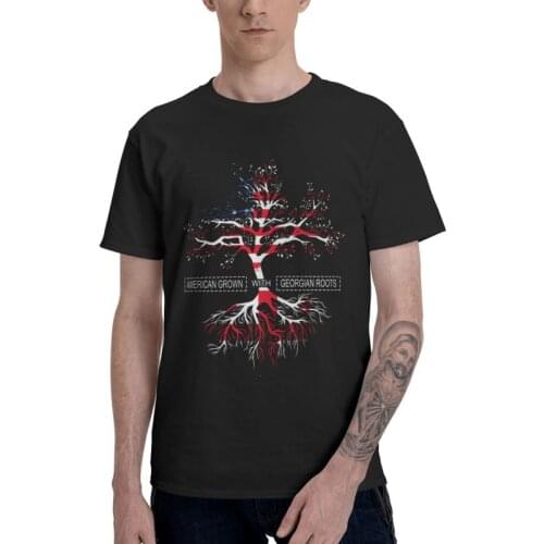 Flag Of Georgia Tshirt Men Streetwear Tee Tops 100% Cotton T Shirt Short Sleeve Georgian American Flag T-shirts Gift Merch