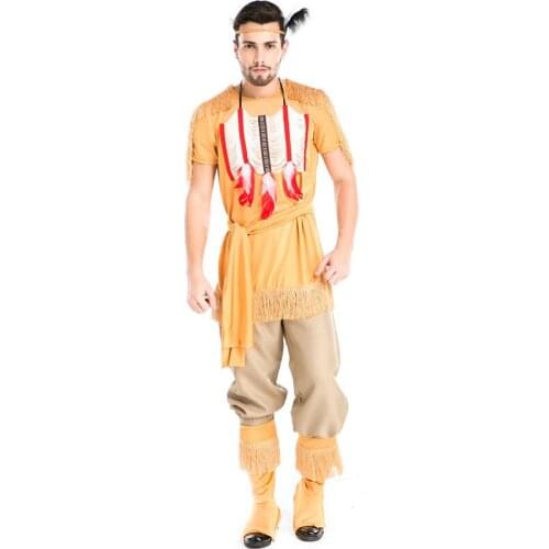 Khaki Halloween Costume Mens Indian Costume Hunter Costume Archer Cosplay Costume Game Costume