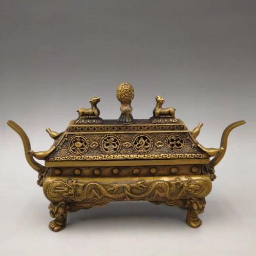Exquisite Chinese Brass House Type Home Decoration Incense burner censer
