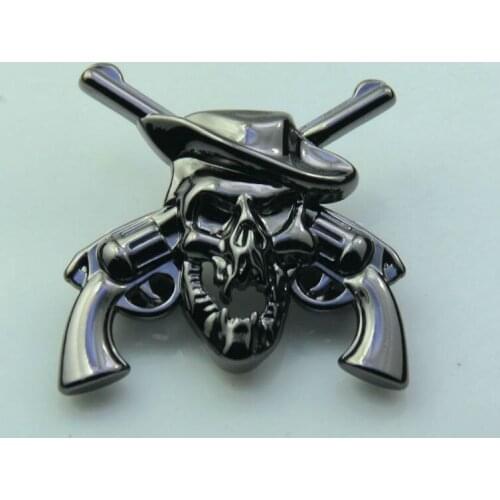 KB402) 10pc 1-1/2" Western Skull Concho Cowboy Crossed 1861 Colt Revolver Pistols Gunmetal