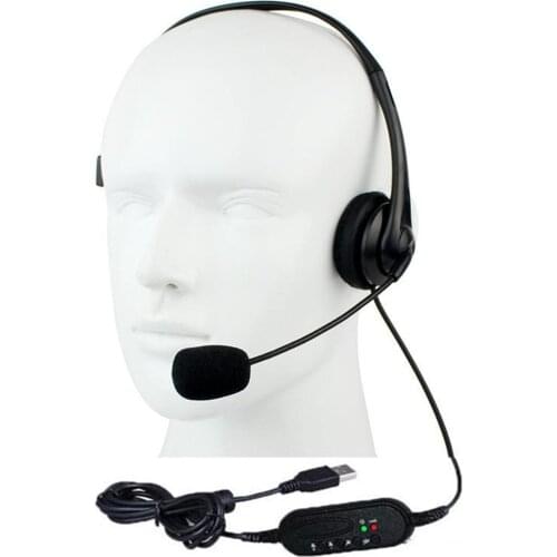 Computer Headset USB Noise Cancellation Voice Control Wired Bound
