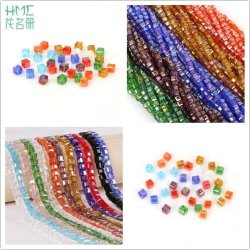 New Arrival 4mm 100pcs Square Facet Rondelle Glass Beads Jewelry Making DIY Crystal Spacer Beads For Bracelets Mix Loose Bead