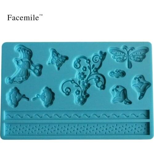 Facemile 2018 Hot Selling Bird Patten Silicone Sugar Lace Mat Gift Decorating Fondant Mold Moldes De Silicona 04011