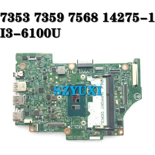 For DELL Inspiron 13 7353 7359 15 7568 Laptop Motherboard I3-6100U CPU KN06J CN-0KN06J 14275-1 TFFRC Mainboard 100%tested