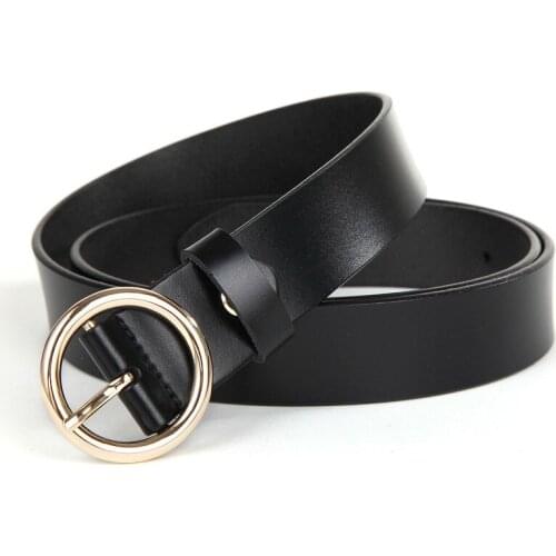 Fashion Classic Round Buckle Ladies Slim Belt Womens 2019 Design Strap High Quality Female Casual Leather Belts for Jeans