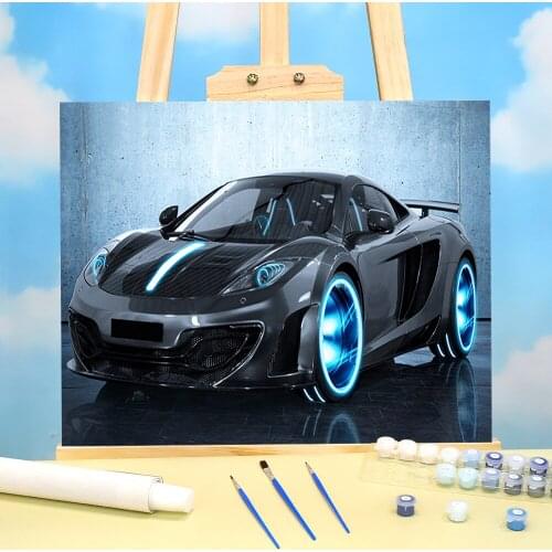 Landscape Car Coloring By Numbers Painting Kit Oil Paints 50*70 Canvas Painting Wall Decoration Kids Wall Art Drawing