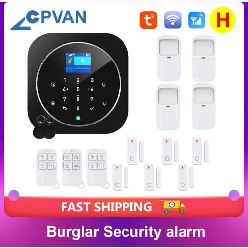 CPVAN Alarm System for Home Burglar Security 433MHz WiFi GSM Alarm Wireless Tuya Smart Motion Detecto App Control Touch Keyboard