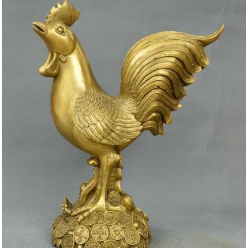 Collect Chinese fengshui old bronze Yuanbao chicken money Chicken Fortune statue