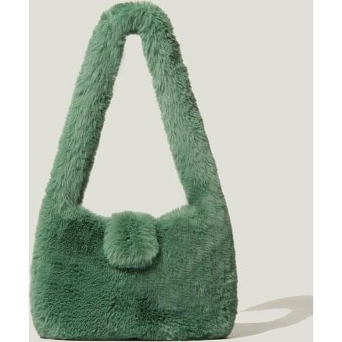 Luxury Faux Fur Tote 2021 New Autumn Winter Shoulder Bag Designer Fashion Personality Woven Women Handbags Wool Ladies Shop Bags
