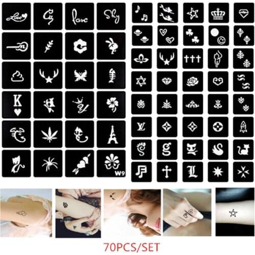 70pcs DIY Henna Tattoo Stencil Mermaid Rabbit Cat Cute Drawing for Kids Girls Glitter Tattoo Sjablonen Body Art airbrush stencil