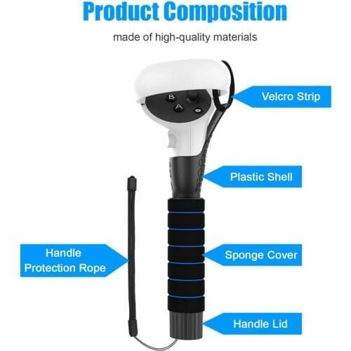 Long Stick Dual Handle Extension Grips For Oculus Quest 1, Oculus Quest 2 VR Or Rift S Controllers Playing Beat Saber Games