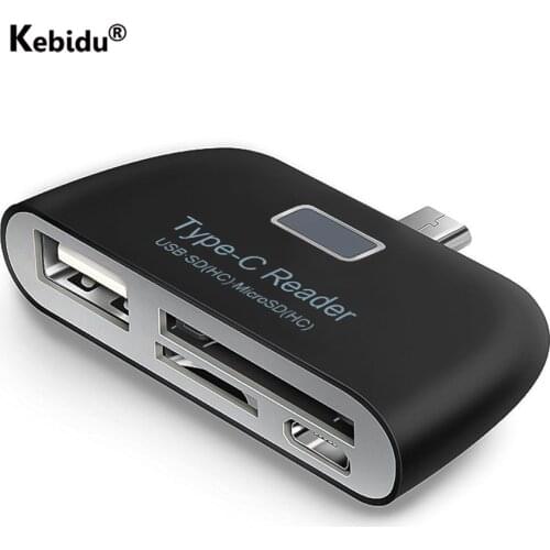 Kebidu USB Type C Card Reader to SD TF USB Connection Smart Memory Card Reader USB3.1 Adapter for Macbook Pro Type-C Port