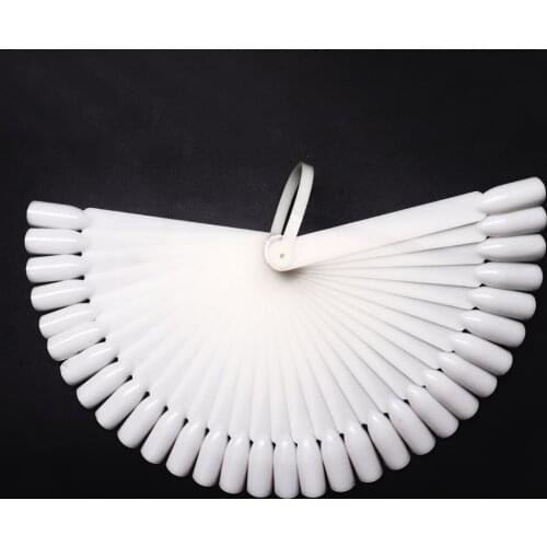 Nail Display Fan-shaped Nail Color Card Sticks Polish Board Nail Polish Practice Art Tips with Metal Split Ring