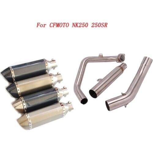 Slip On Motorcycle Exhaust Head Link Pipe And 51mm Muffler Stainless Steel Exhaust System For CFMOTO NK250 250SR All Years