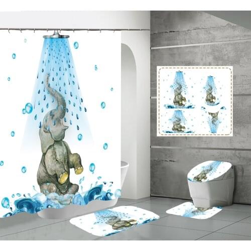 Bathing Elephant Shower Curtain Bath Curtain Set Spark Rose Drip Bathroom Curtain Eye Lash Beauty Salon Home Decor Dropshipping