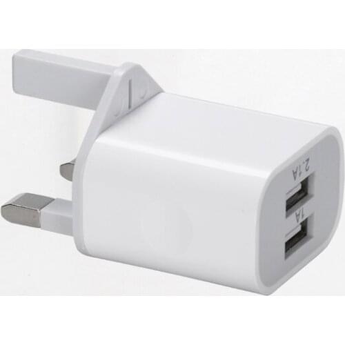 2 USB Ports UK Plug Mobile Phone Charger DC 5V 2.1A Output Power Adapter Used for iPhone iPad Samsung HTC Mobile Phone Tablet PC