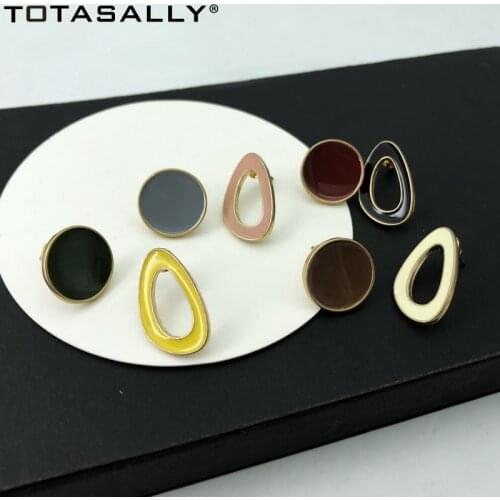 TOTASALLY Irregular Geometric Stud Earrings for Women Fashion Multi-color Enamel Mix-matched Girls Stud Earrings Dropshipping