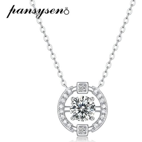 PANSYSEN 100% 925 Sterling Silver Real 1 CT D Color Moissanite Bridal Pendant Necklace Wedding Party Fine Jewelry Gift Wholesale