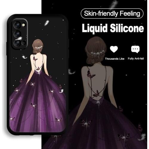 ASINA Liquid Silicone Case For OPPO Reno 2 3 4 5 Pro Shockproof Cartoon Cover Bumper For Realme X7 Find X3 X2 Lite Fundas Girl