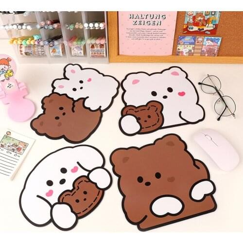 1Pc Kawaii Mouse Pad Cute Bear Lovely Animal Computer Pad Desk Mat Pads Office Home Decoration Cup Desktop Rubber Mat Antislip