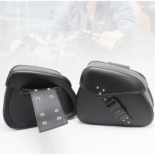 2Pcs Motorcycle Saddlebags Side Tool Bag PVC Luggage Saddle Bag Pouch Black Universal Motorbike Scooter Styling Supplies