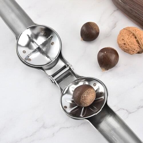 2 in 1 Stainless Steel Walnut Clip Sheller Safe Chestnut Opener Clip Hazelnuts Pliers Metal Nut Opener Plier Kitchen Gadgets