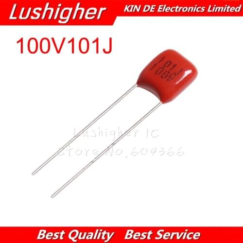 20PCS 100V101J 100V CBB 100PF 100P 100V 101J 101 63V101J Pitch 5MM CBB Polypropylene Film Capacitor