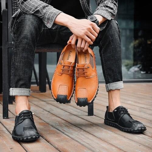 2021 new fashion casual mens leather high-quality low-cut peas shoes 39-46