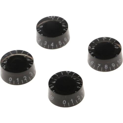 4 PCS Volume Tone Control Knobs Caps with Number Plastic for Les Paul Electric Guitar Black