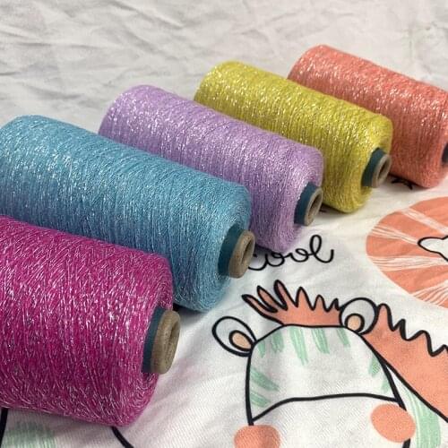 500g*1 piece 1.5 mm Rainbow shiny metallic cotton yarn Crochet yarn Hand knitting yarn Pure cotton thread Knit baby t52