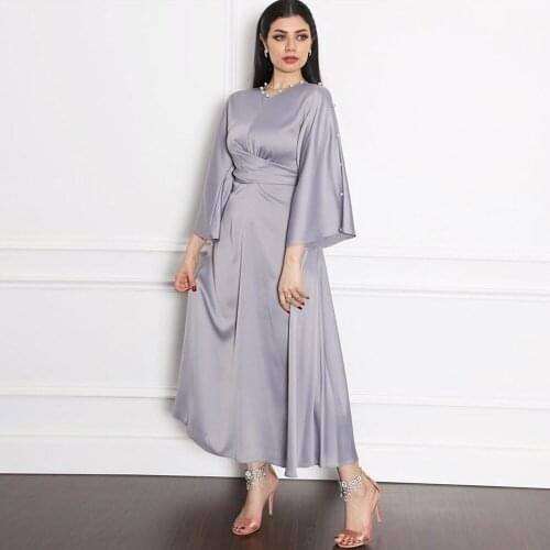 African Dresses For Women Islamic Clothing Satin Robe Turkey Abaya Dubai Ramadan Kaftan Arabic Muslim Dress Musulman De Mode