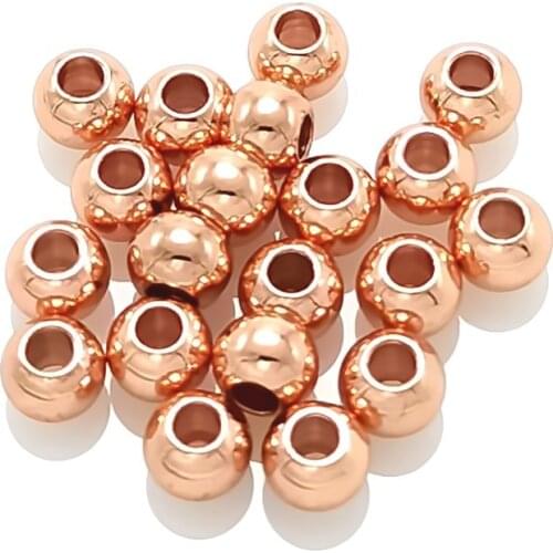 20Pcs Rose Gold Plating Stainless Steel Drilling Beads Scattered Bead Bracelet Beads Hole of Steel Ball Diy Accessories