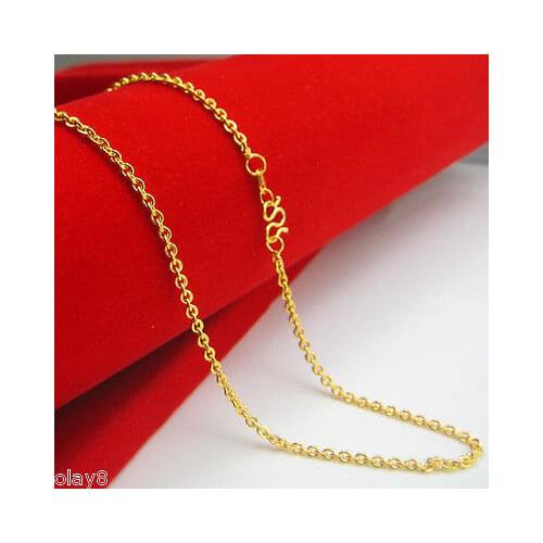 Solid Pure 999 24K Yellow Gold Necklace Womens Lucky O Chain 2.8-3g -16.5inch